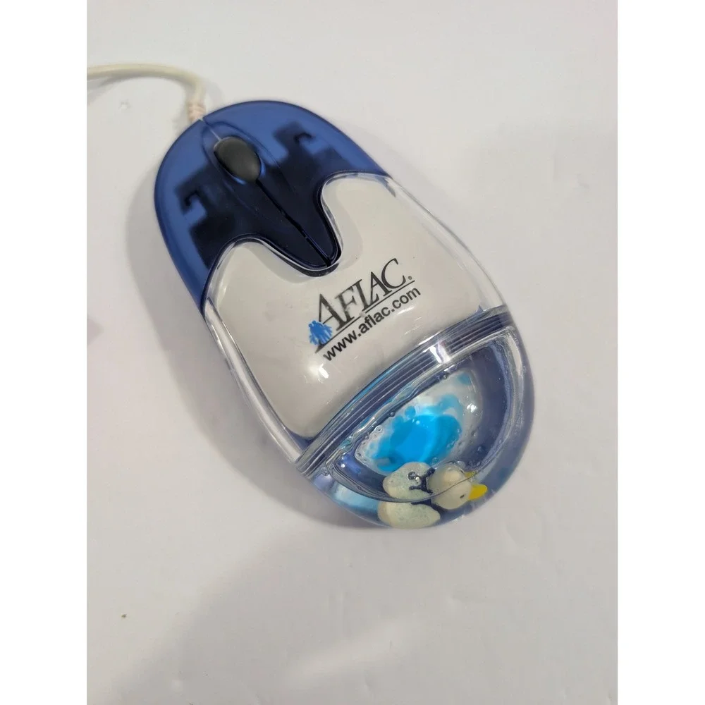 Vintage Aflac Liquid Aqua Mouse Floating Duck Mascot PS/2 Wired Model AM-930-P